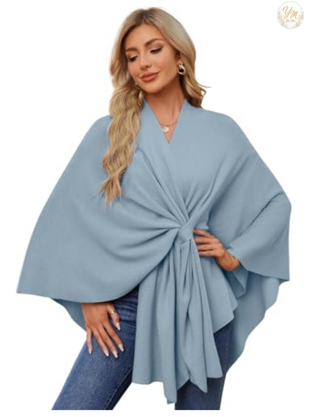 Elegant Open Front Poncho Shawl Wrap Sweater - Rayon Blend